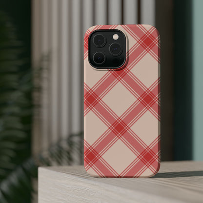 Soft Peachy Red Plaid MagSafe Case - BOGO Cases