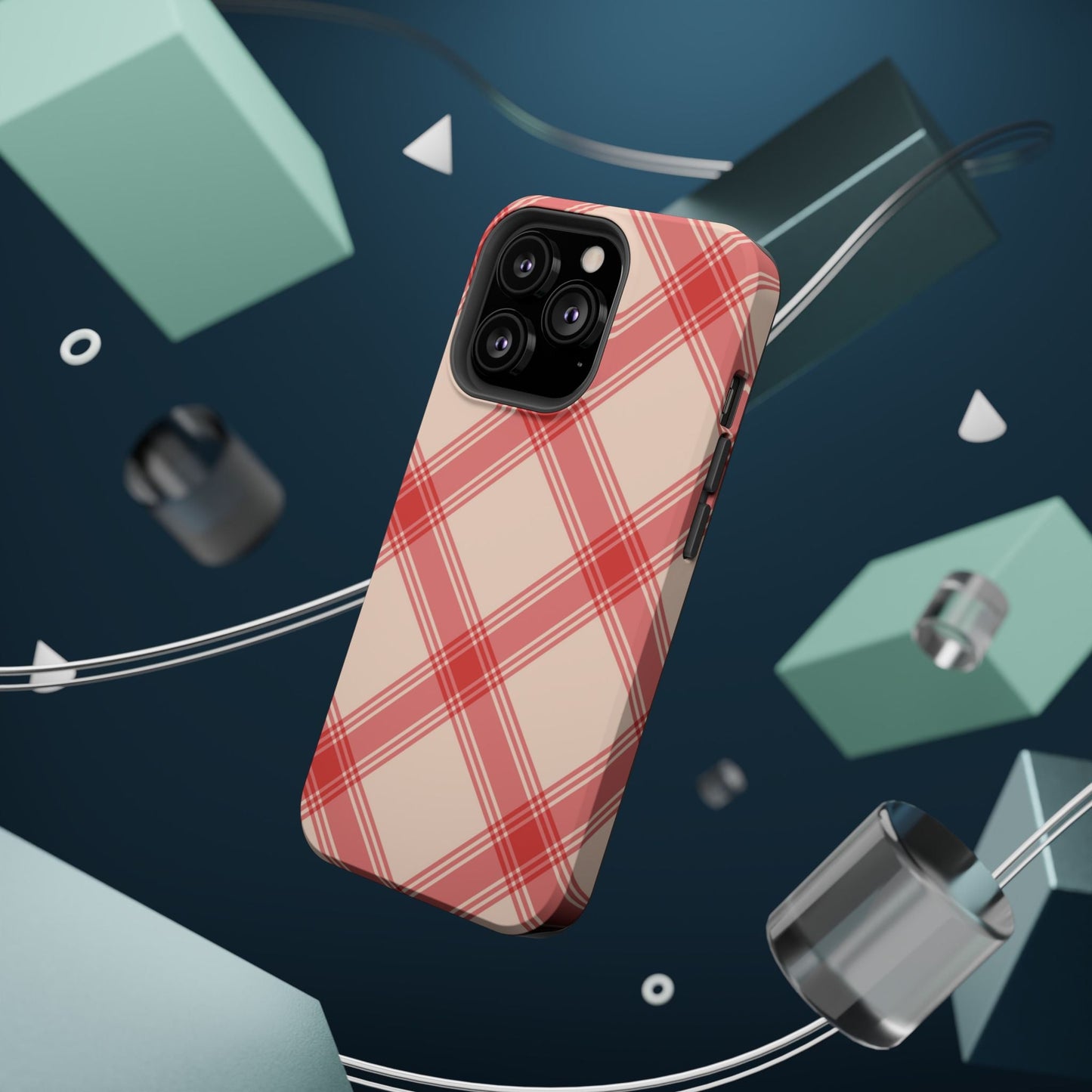 Soft Peachy Red Plaid MagSafe Case - BOGO Cases
