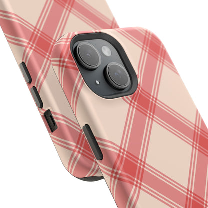 Soft Peachy Red Plaid MagSafe Case - BOGO Cases
