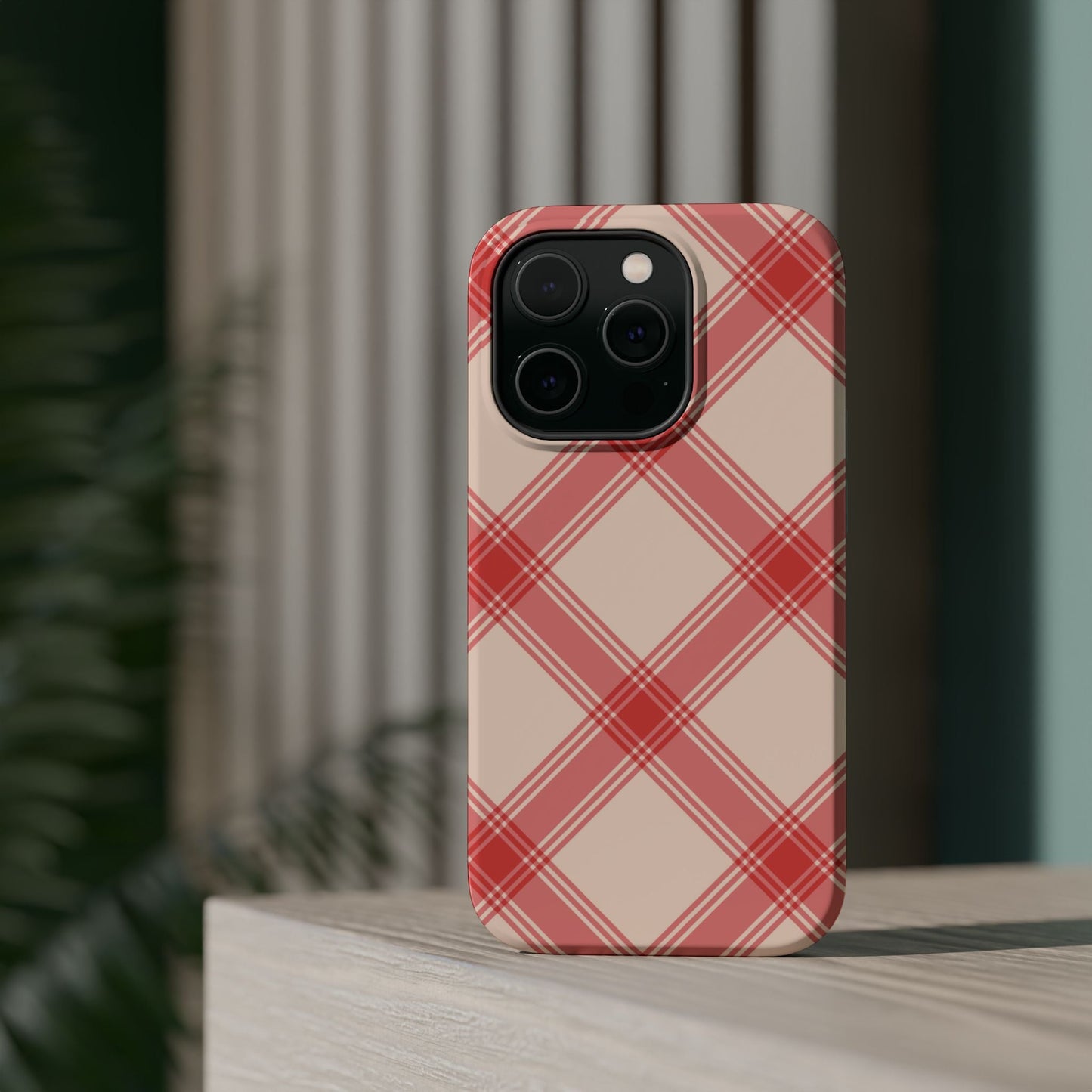 Soft Peachy Red Plaid MagSafe Case - BOGO Cases