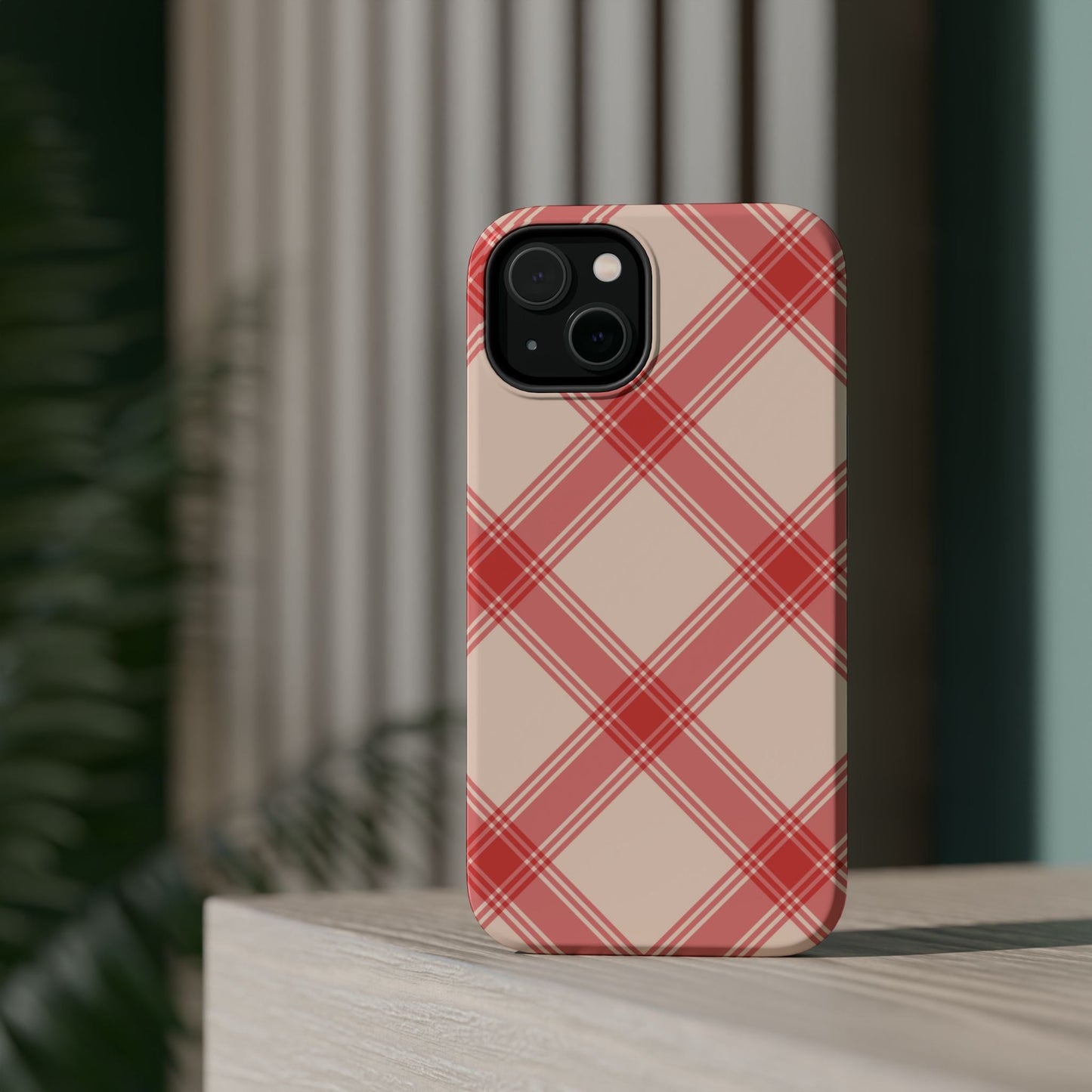 Soft Peachy Red Plaid MagSafe Case - BOGO Cases