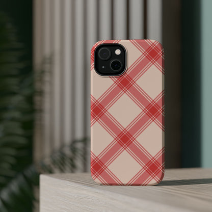 Soft Peachy Red Plaid MagSafe Case - BOGO Cases
