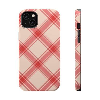Soft Peachy Red Plaid MagSafe Case - BOGO Cases