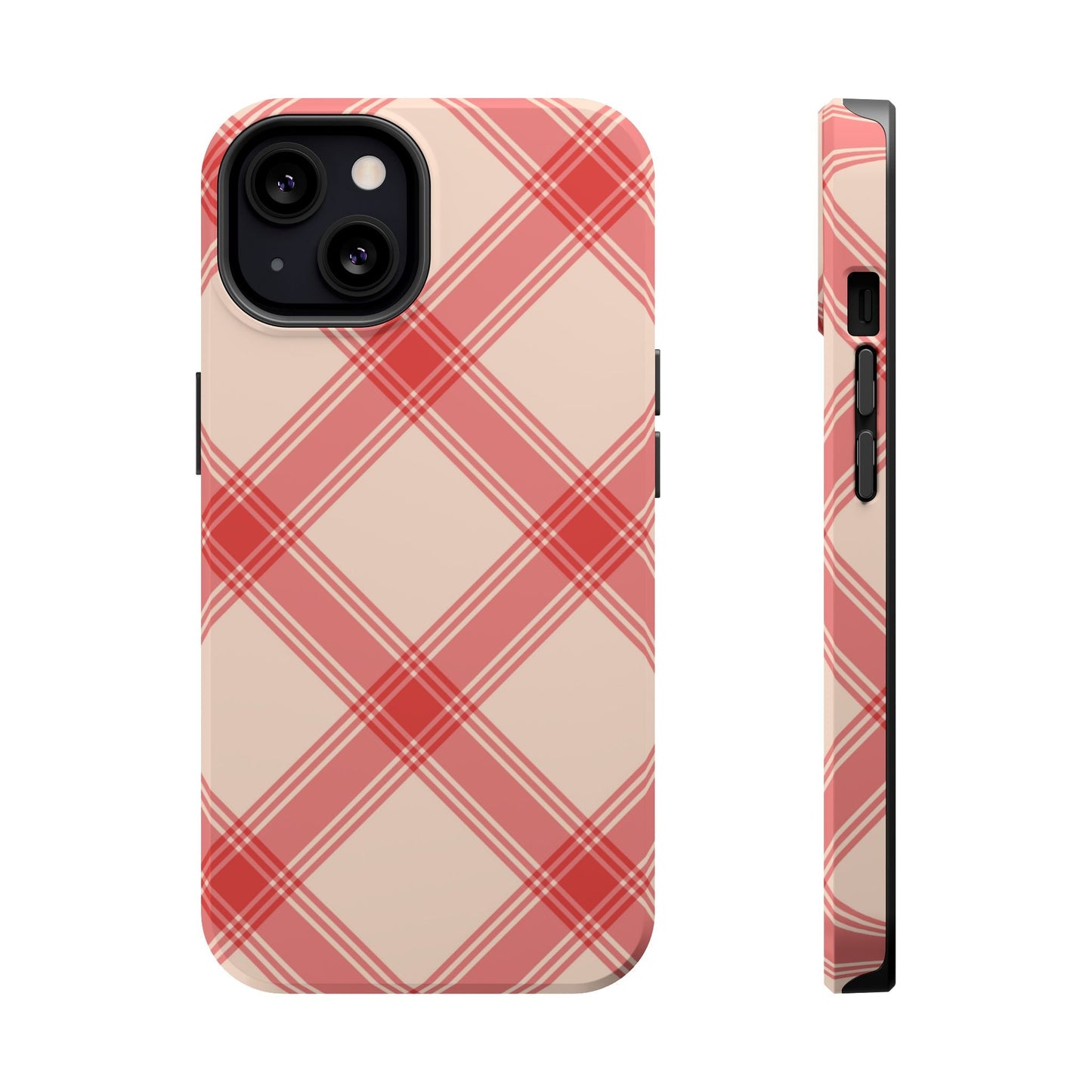 Soft Peachy Red Plaid MagSafe Case - BOGO Cases