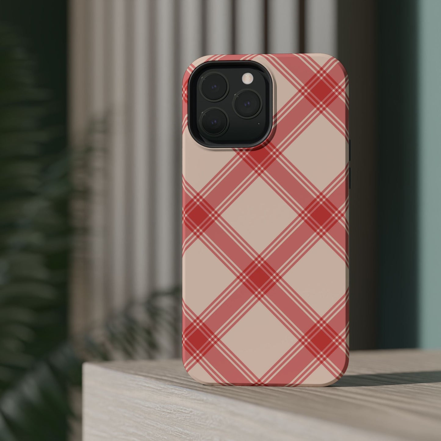 Soft Peachy Red Plaid MagSafe Case - BOGO Cases