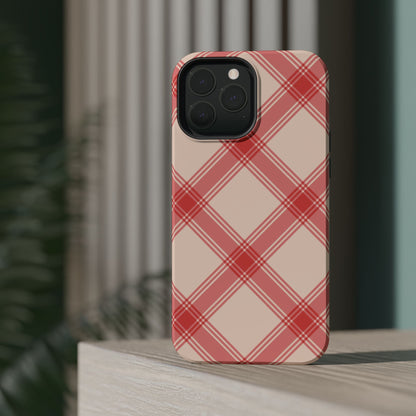 Soft Peachy Red Plaid MagSafe Case - BOGO Cases
