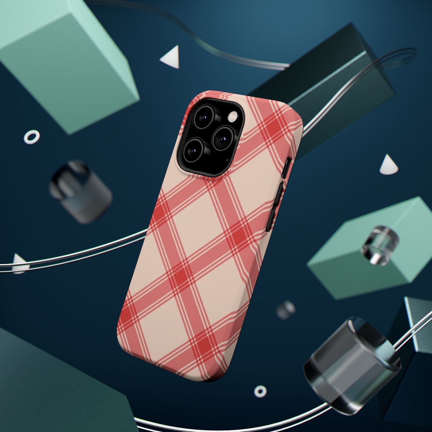 Soft Peachy Red Plaid MagSafe Case - BOGO Cases