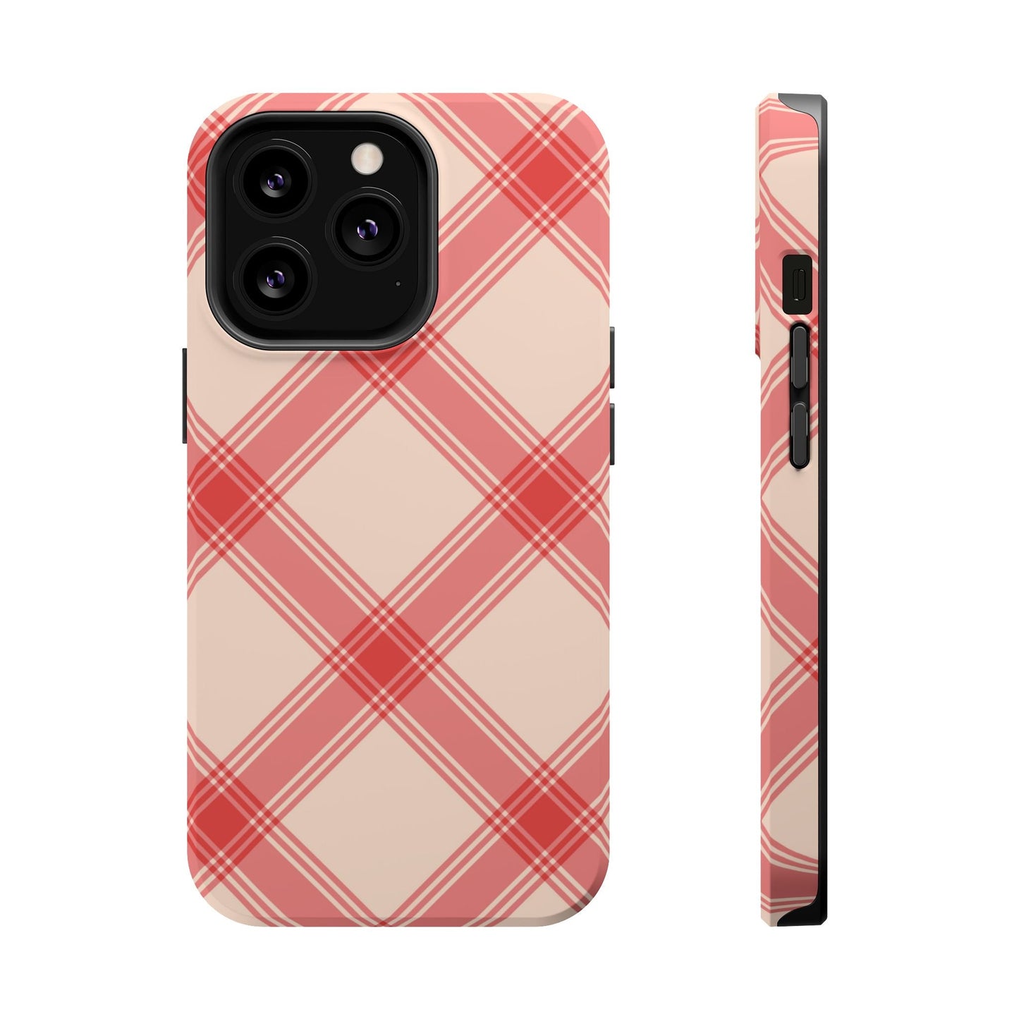Soft Peachy Red Plaid MagSafe Case - BOGO Cases