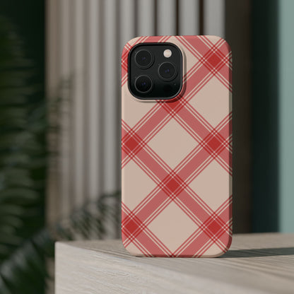 Soft Peachy Red Plaid MagSafe Case - BOGO Cases