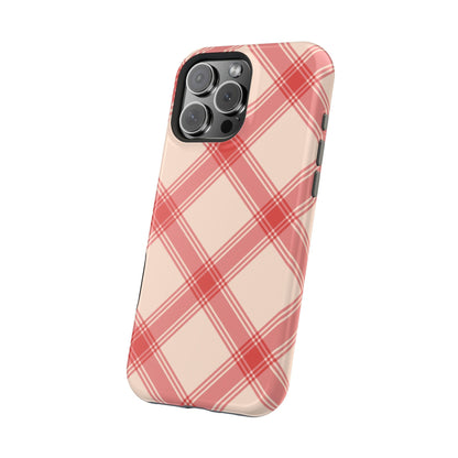 Soft Peachy Red Plaid MagSafe Case - BOGO Cases
