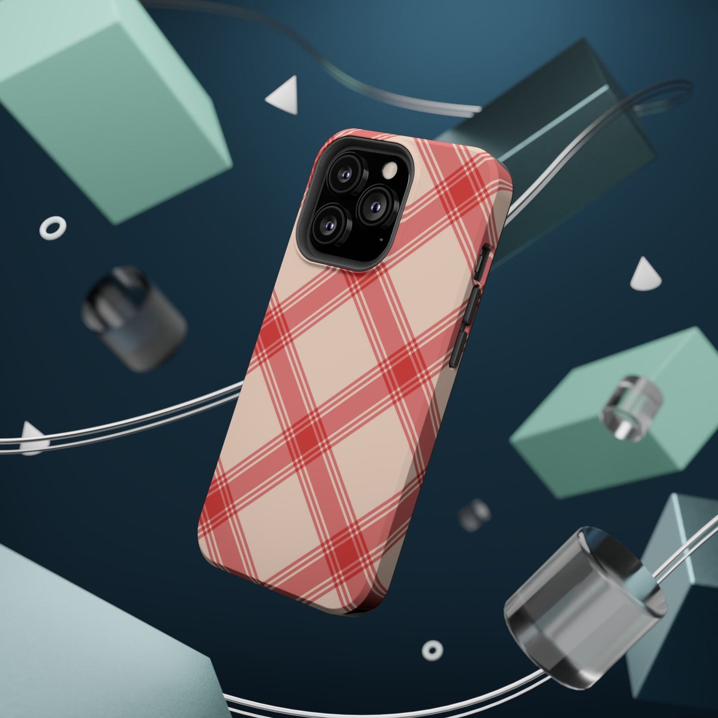 Soft Peachy Red Plaid MagSafe Case - BOGO Cases