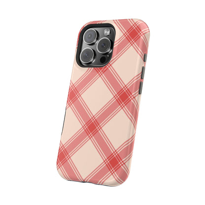 Soft Peachy Red Plaid MagSafe Case - BOGO Cases