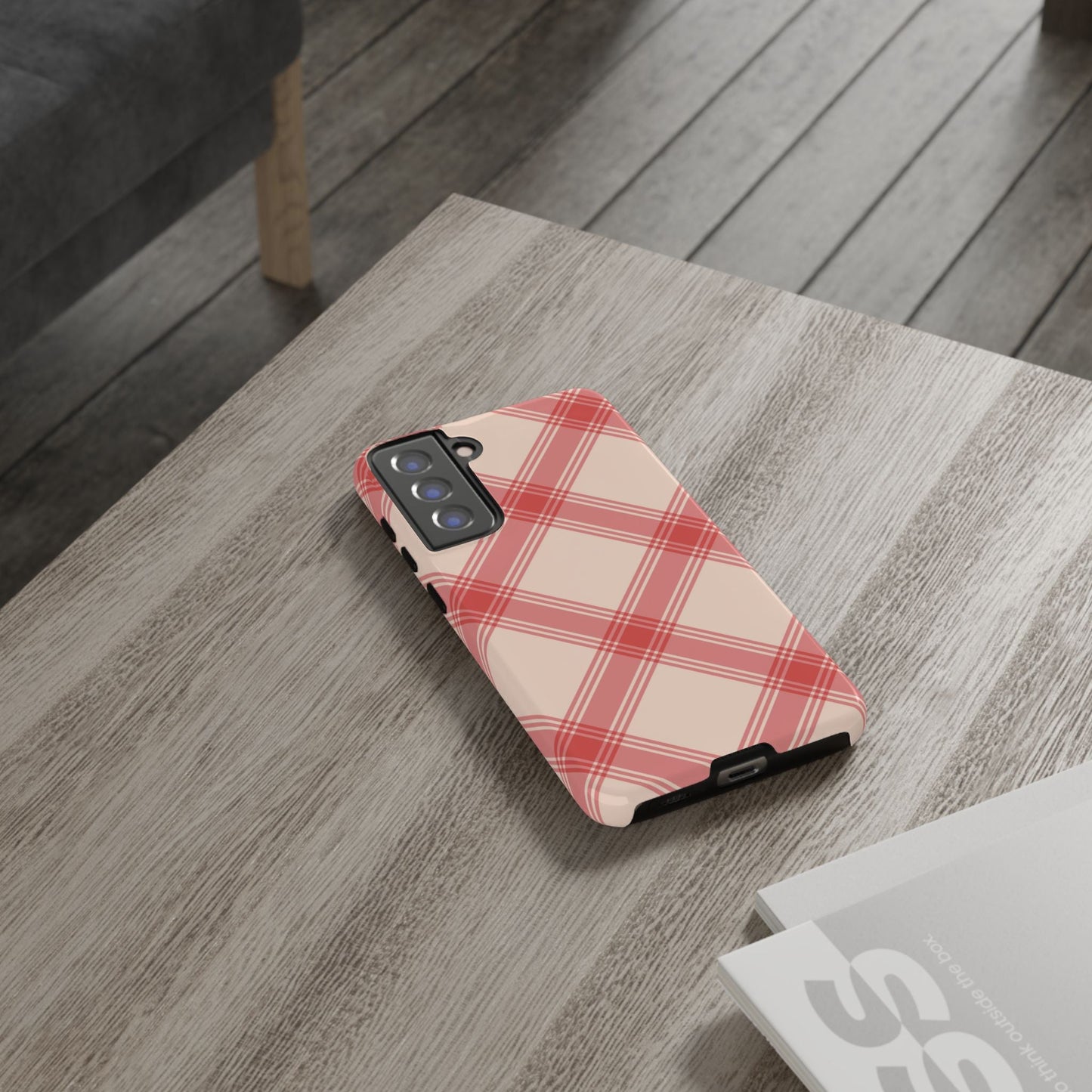 Soft Peachy Red Plaid Samsung Case - BOGO Cases