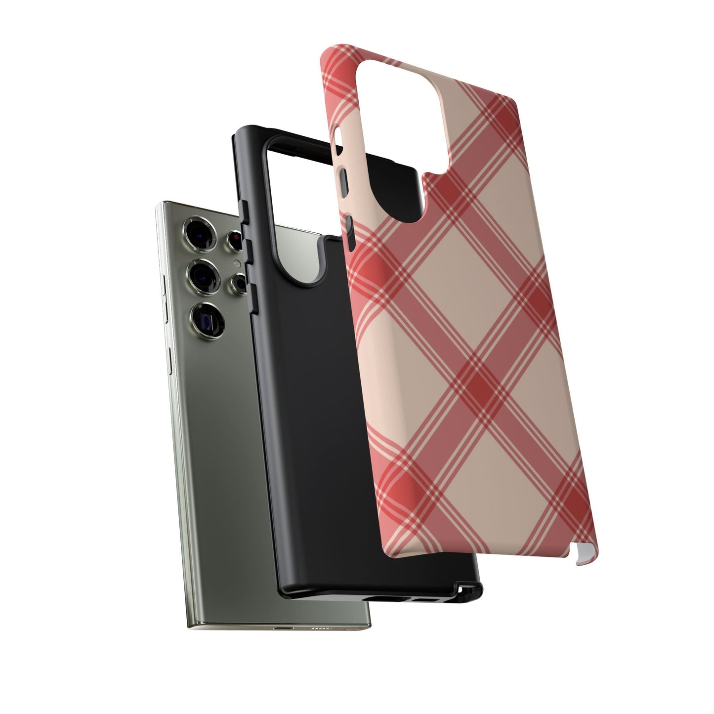 Soft Peachy Red Plaid Samsung Case - BOGO Cases