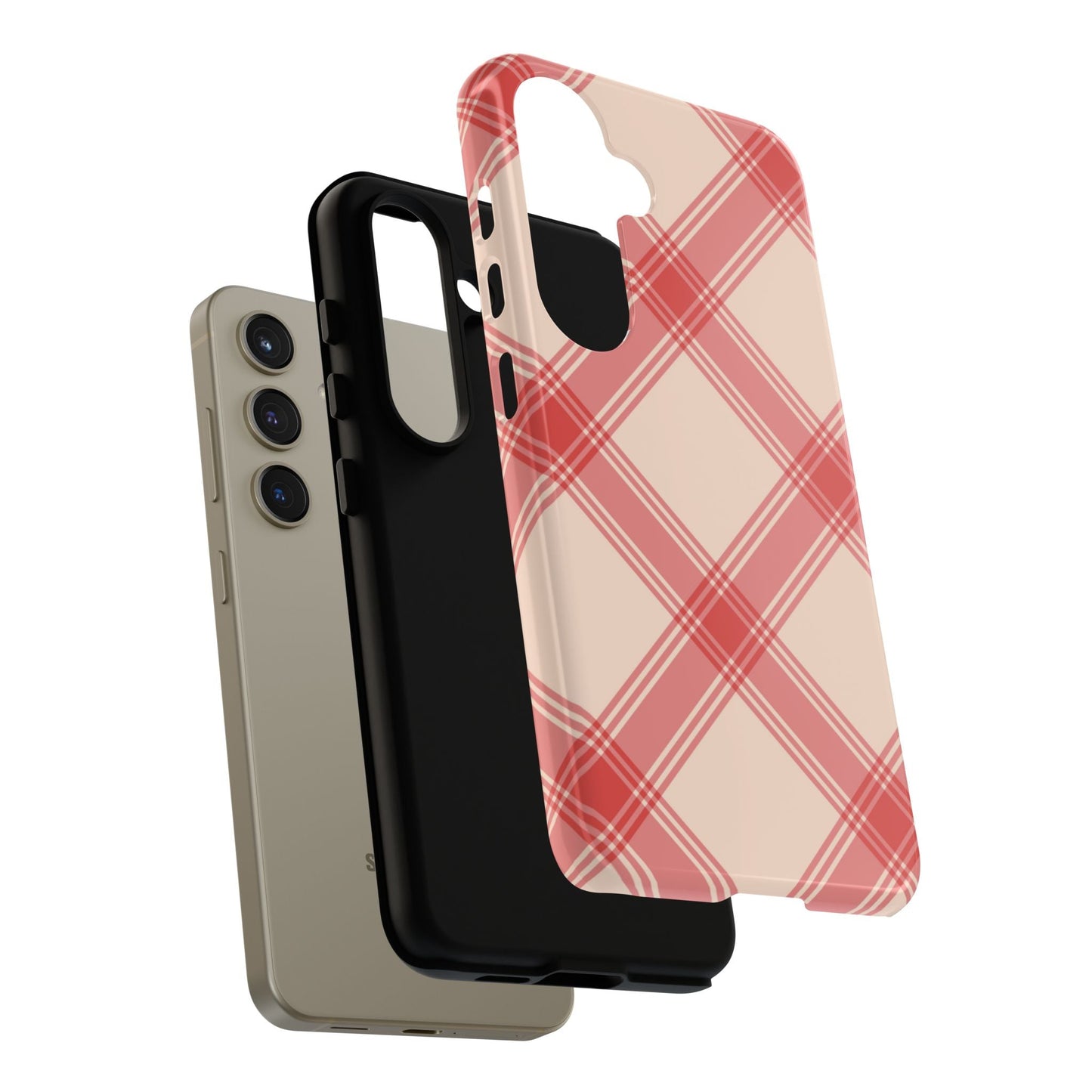 Soft Peachy Red Plaid Samsung Case - BOGO Cases