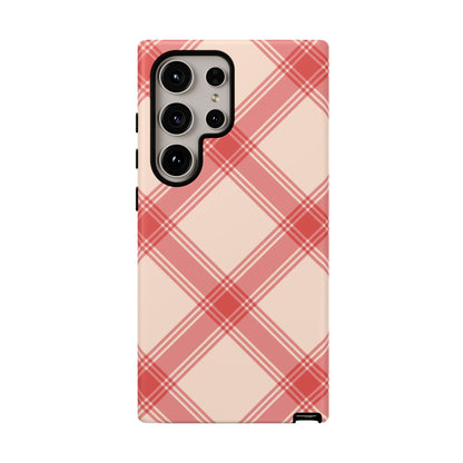 Soft Peachy Red Plaid Samsung Case - BOGO Cases