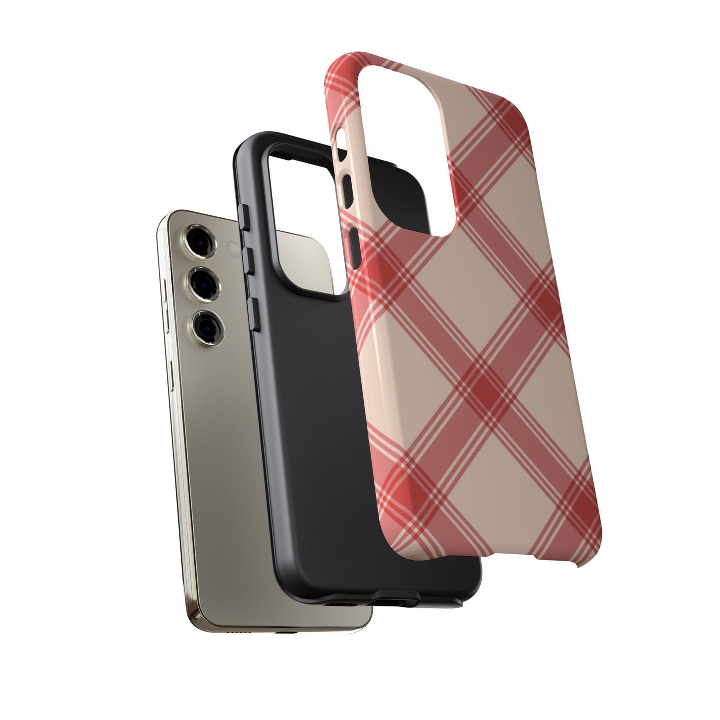 Soft Peachy Red Plaid Samsung Case - BOGO Cases