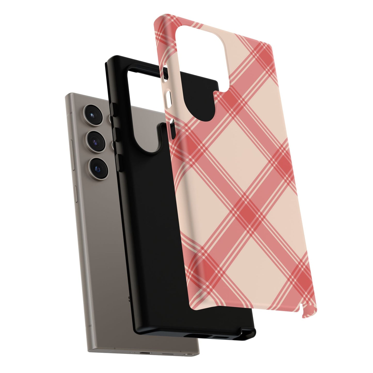 Soft Peachy Red Plaid Samsung Case - BOGO Cases