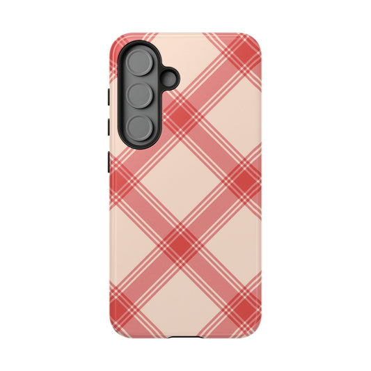 Soft Peachy Red Plaid Samsung Case - BOGO Cases