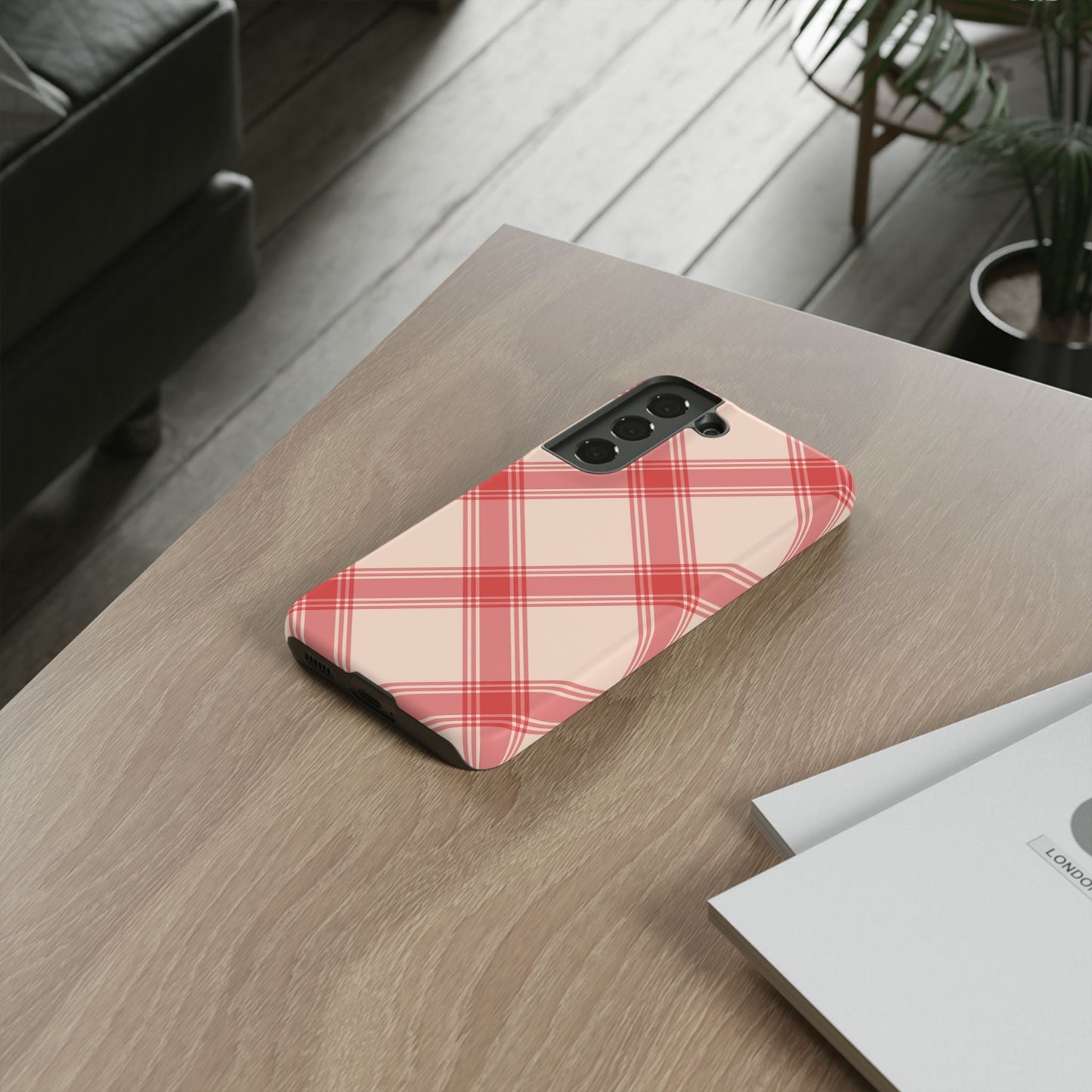 Soft Peachy Red Plaid Samsung Case - BOGO Cases