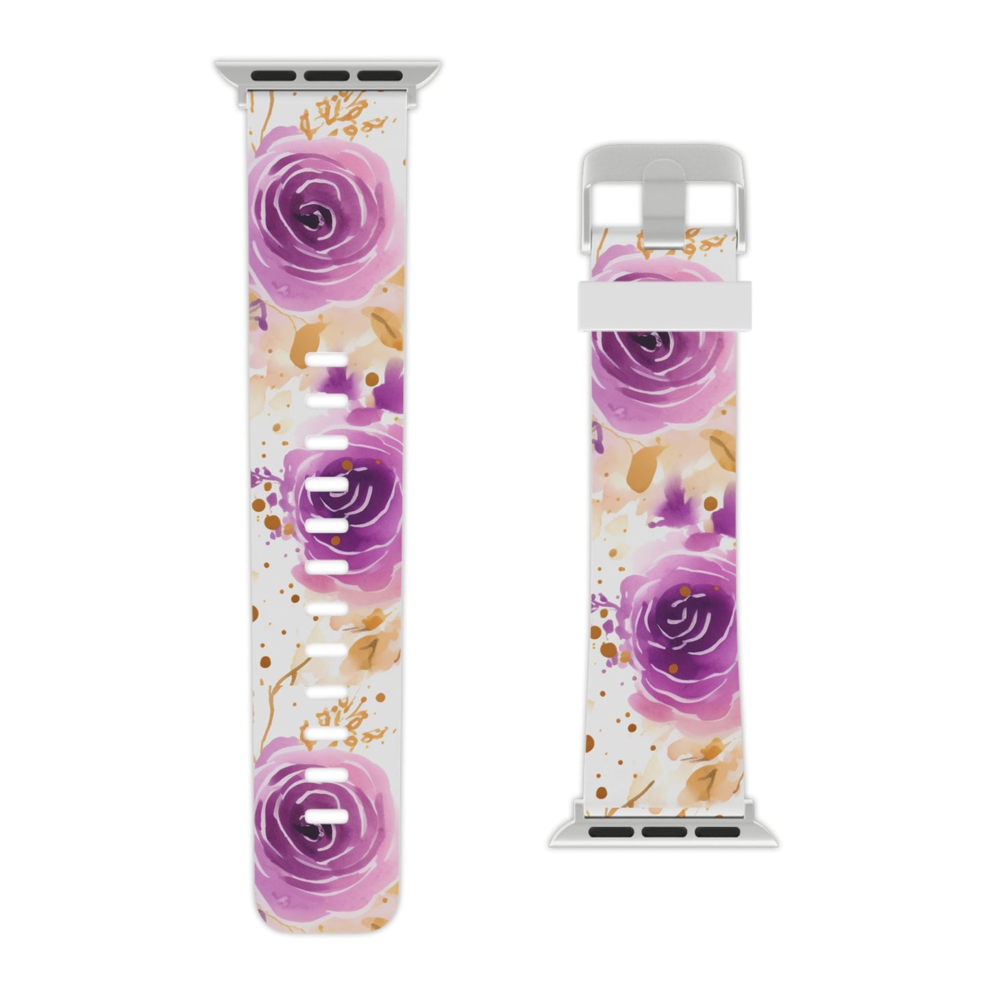 Soft Purple & Gold Floral Splash Apple Watch Band - BOGO Cases