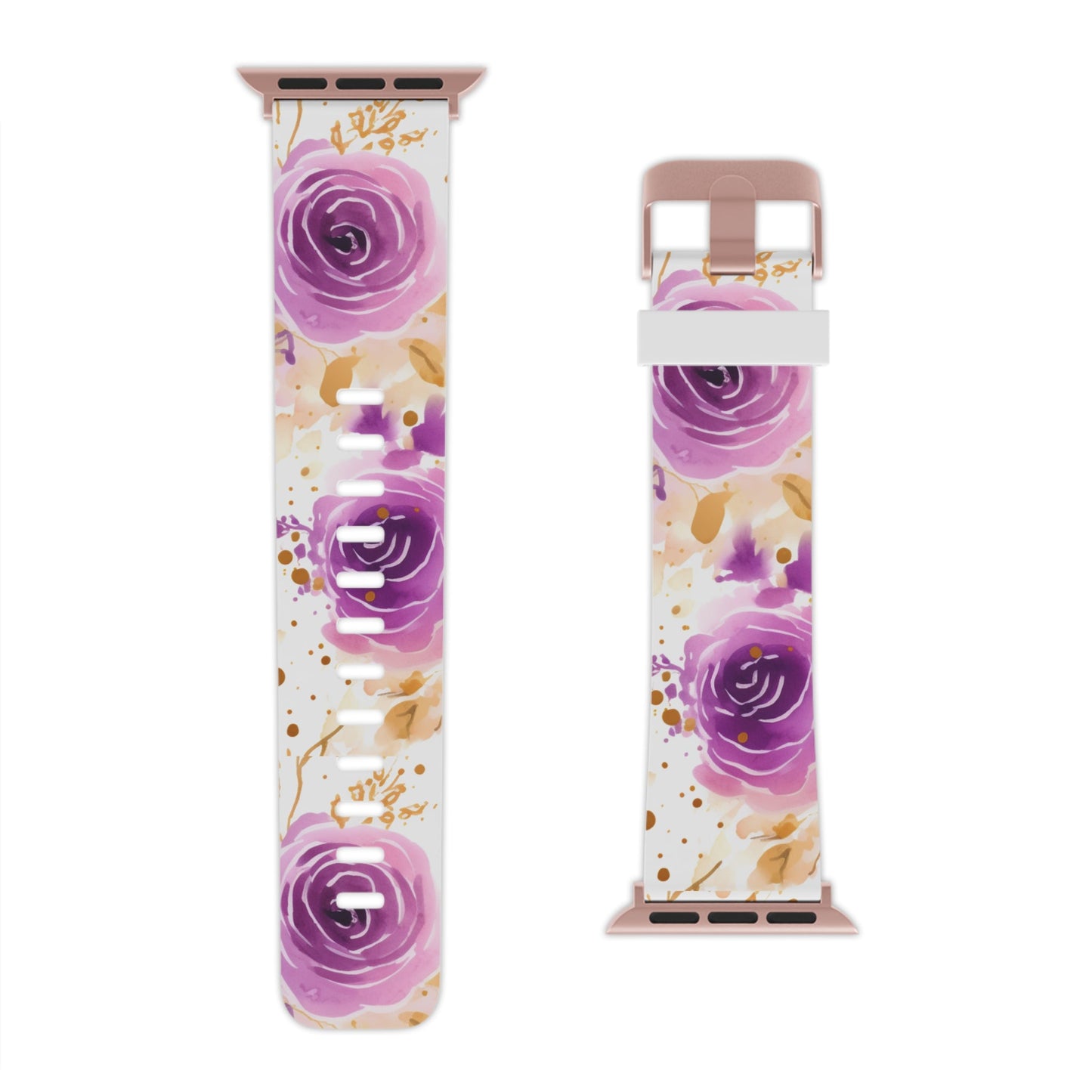 Soft Purple & Gold Floral Splash Apple Watch Band - BOGO Cases