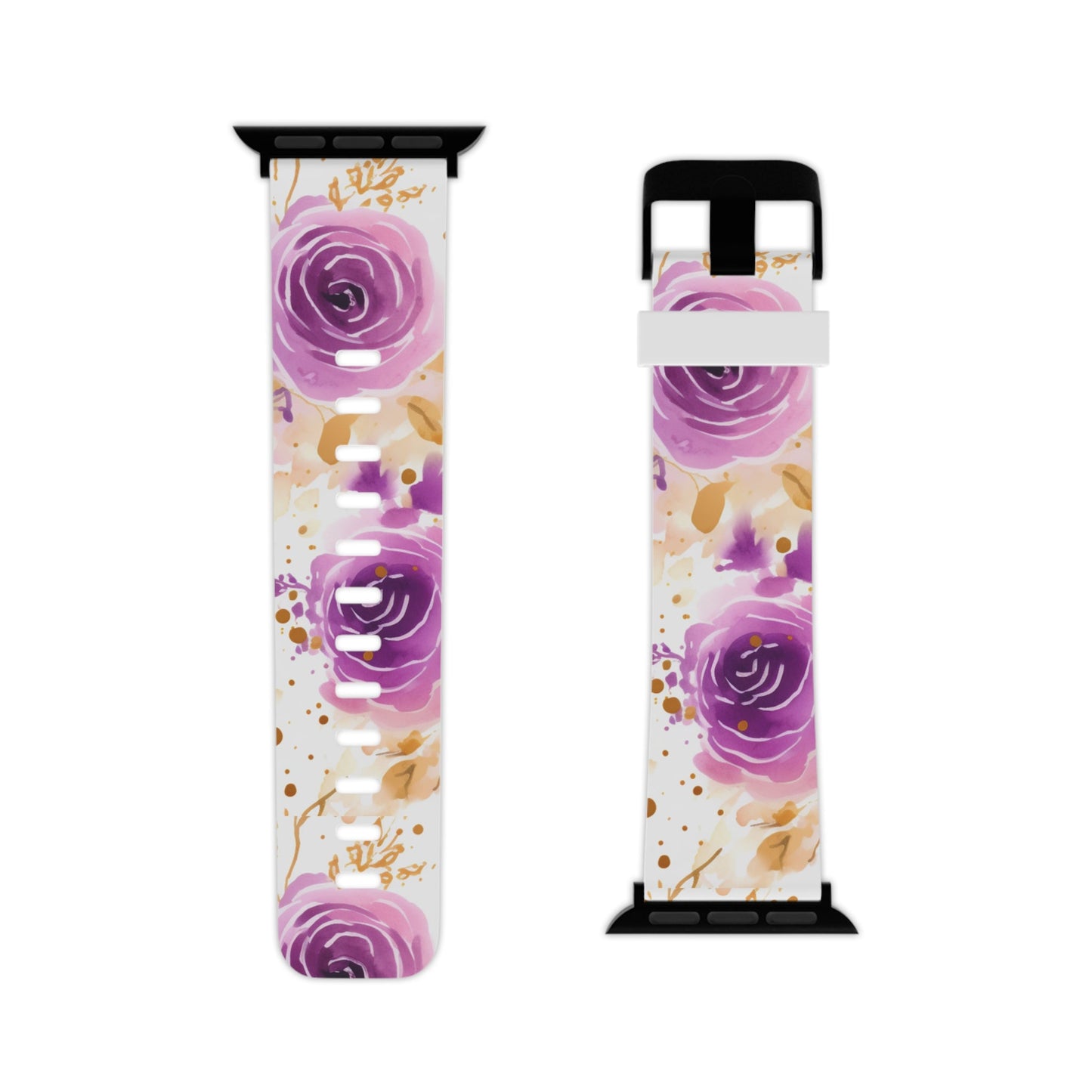 Soft Purple & Gold Floral Splash Apple Watch Band - BOGO Cases