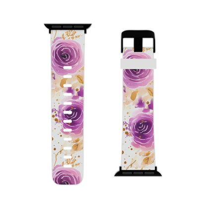 Soft Purple & Gold Floral Splash Apple Watch Band - BOGO Cases