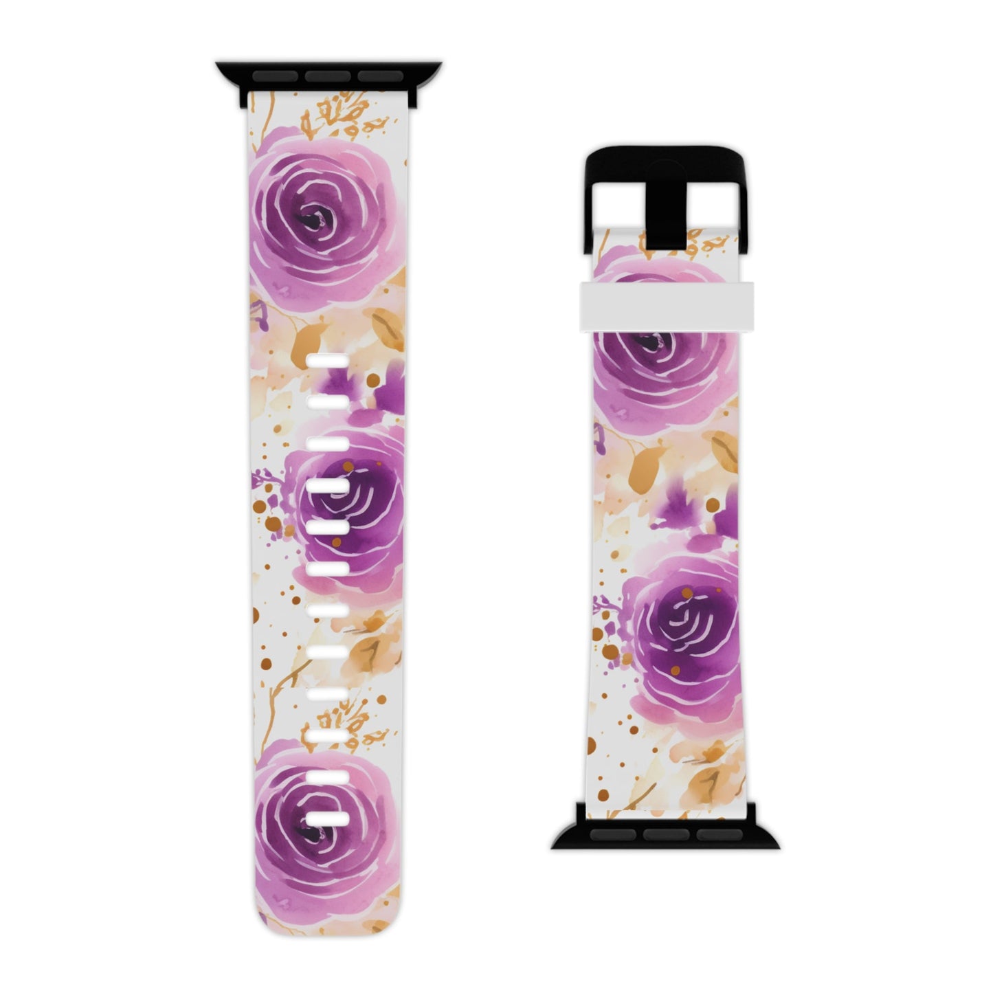 Soft Purple & Gold Floral Splash Apple Watch Band - BOGO Cases