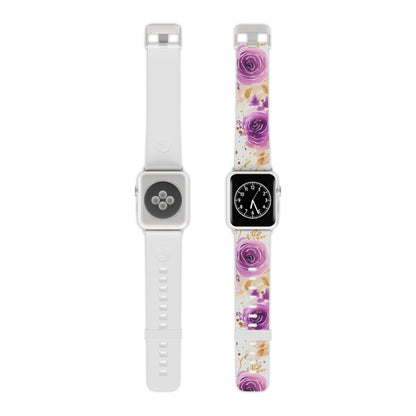 Soft Purple & Gold Floral Splash Apple Watch Band - BOGO Cases