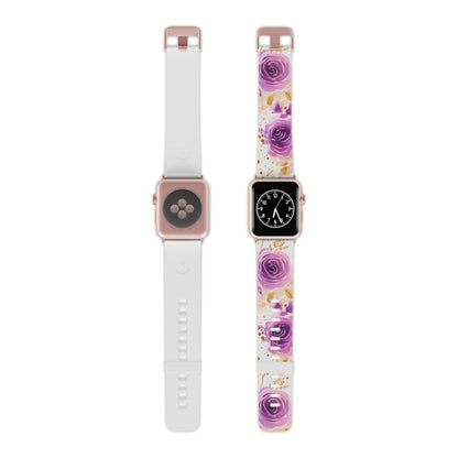 Soft Purple & Gold Floral Splash Apple Watch Band - BOGO Cases