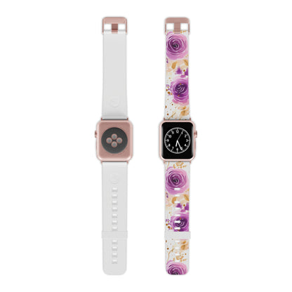 Soft Purple & Gold Floral Splash Apple Watch Band - BOGO Cases
