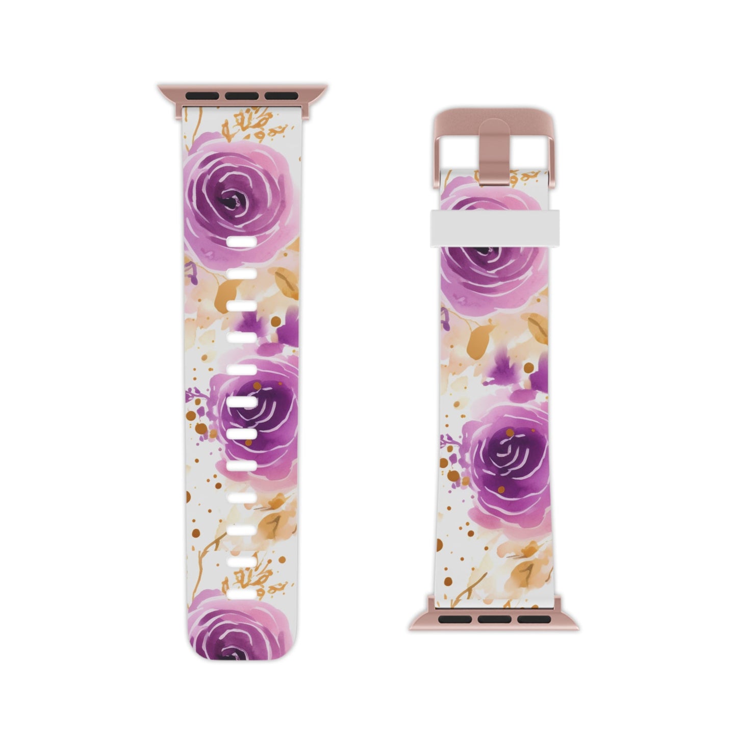 Soft Purple & Gold Floral Splash Apple Watch Band - BOGO Cases