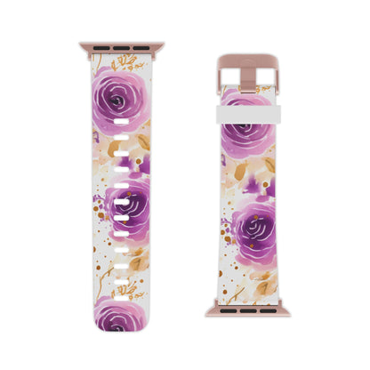 Soft Purple & Gold Floral Splash Apple Watch Band - BOGO Cases
