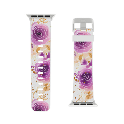 Soft Purple & Gold Floral Splash Apple Watch Band - BOGO Cases