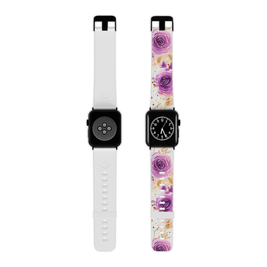 Soft Purple & Gold Floral Splash Apple Watch Band - BOGO Cases