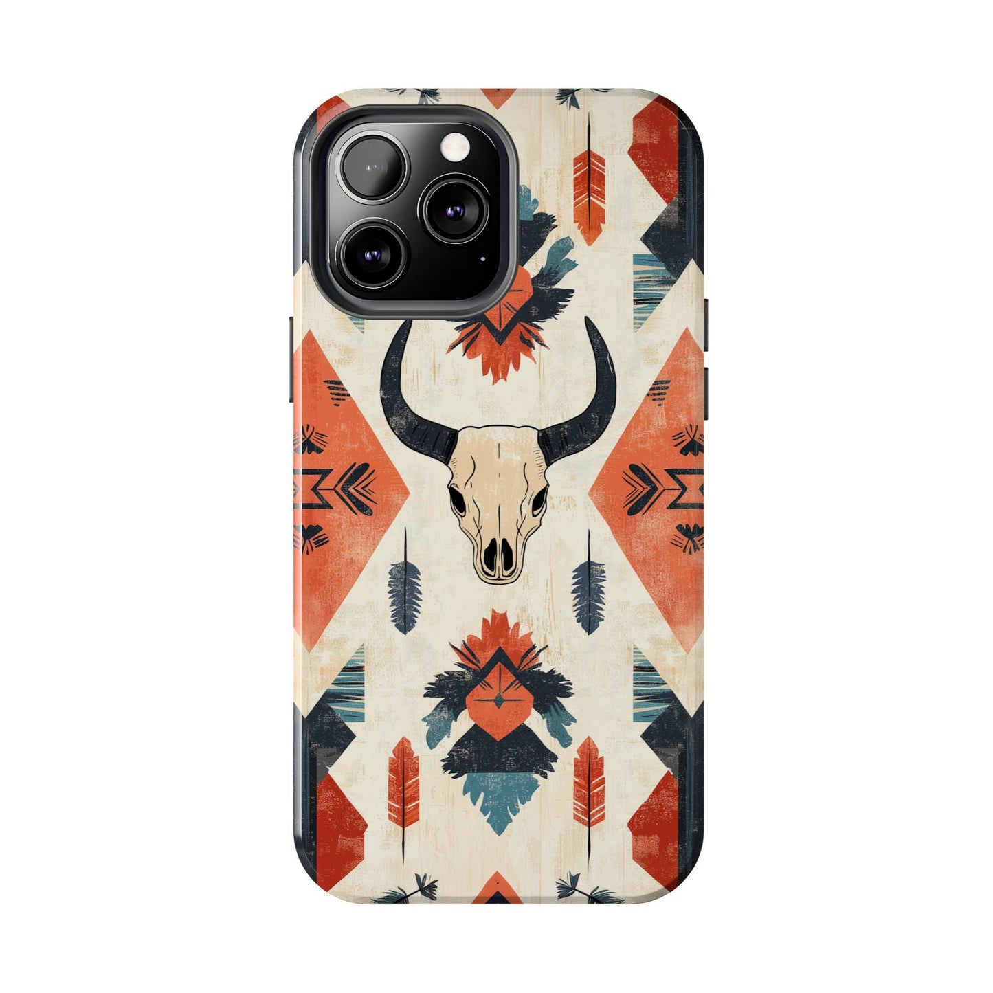 Southwestern Boho Skull Tough iPhone Case – Durable Matte Finish, Dual - Layer Protection - BOGO Cases