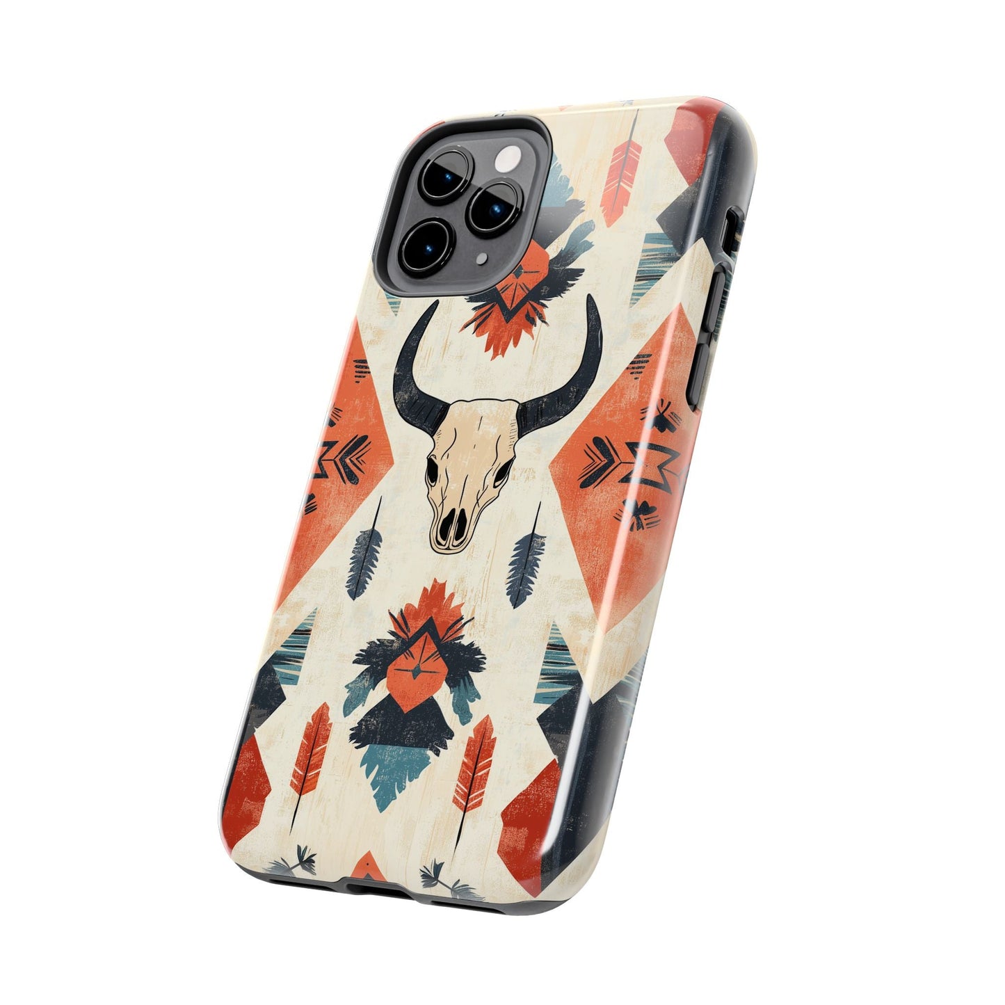 Southwestern Boho Skull Tough iPhone Case – Durable Matte Finish, Dual - Layer Protection - BOGO Cases