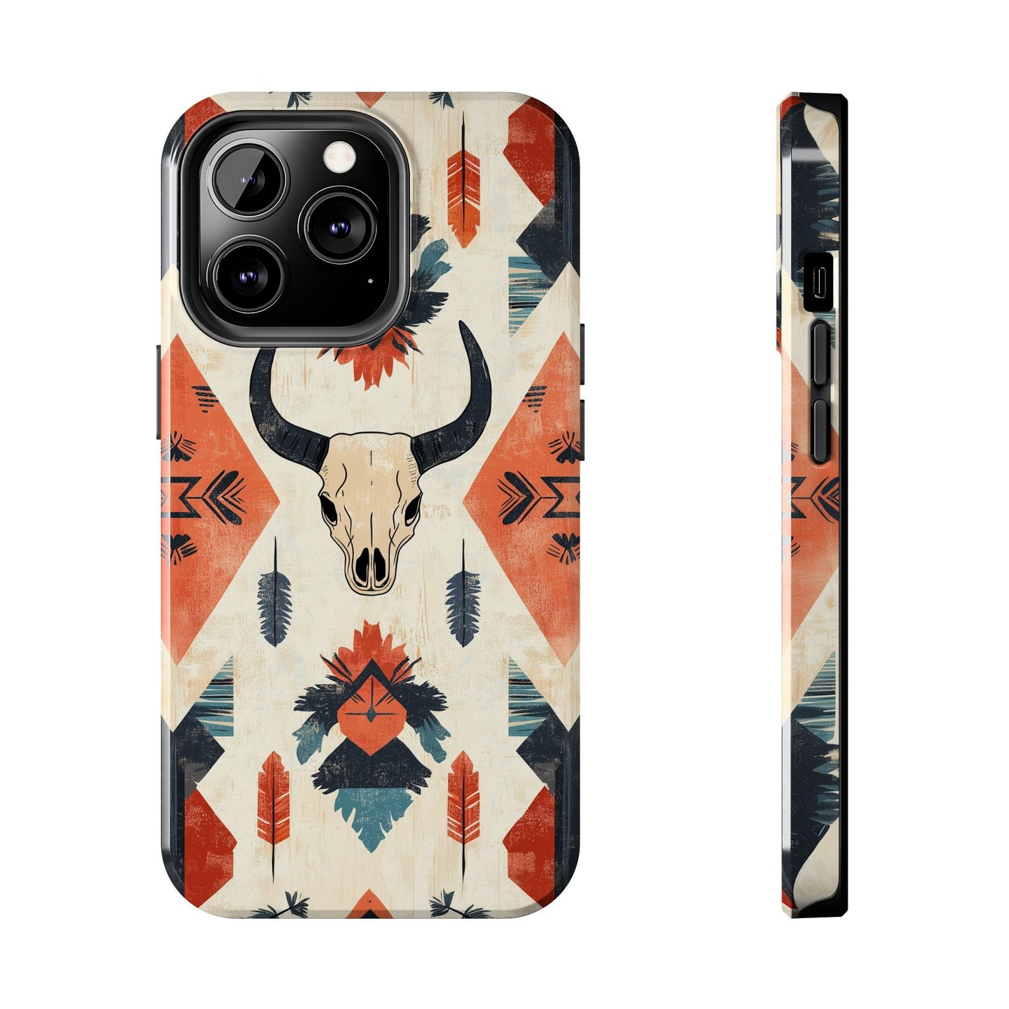 Southwestern Boho Skull Tough iPhone Case – Durable Matte Finish, Dual - Layer Protection - BOGO Cases