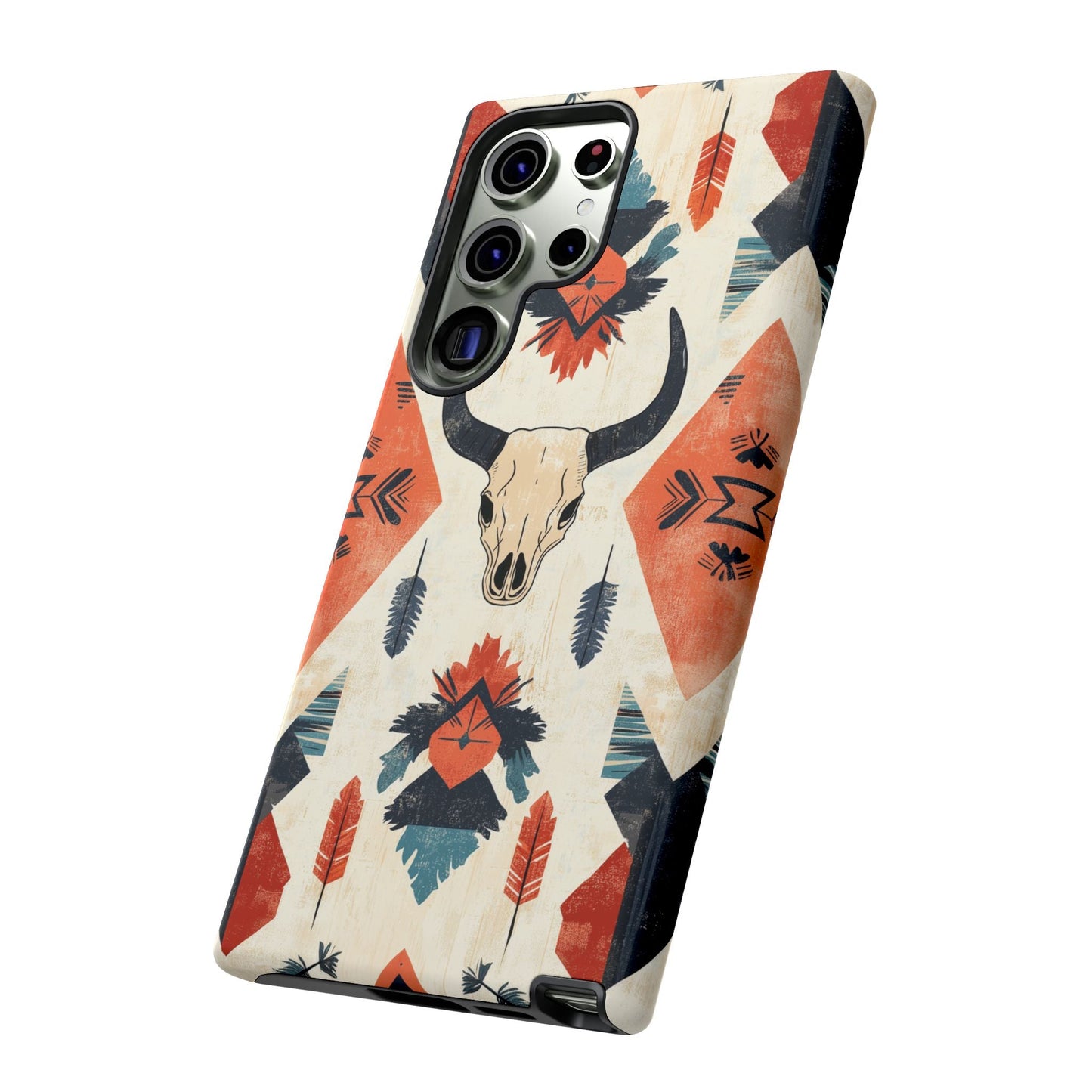 Southwestern Boho Skull Tough iPhone Case – Durable Matte Finish, Dual - Layer Protection - BOGO Cases