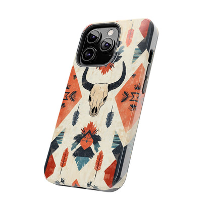 Southwestern Boho Skull Tough iPhone Case – Durable Matte Finish, Dual - Layer Protection - BOGO Cases