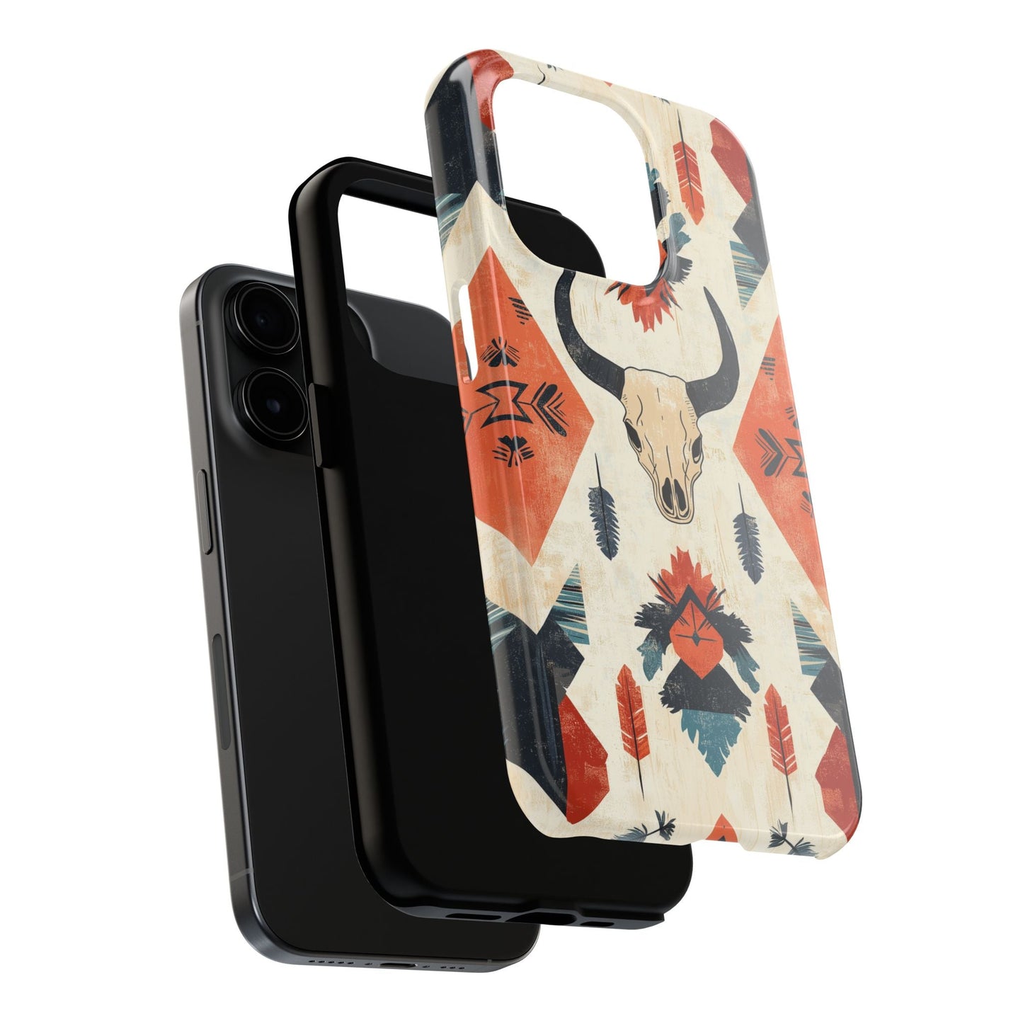 Southwestern Boho Skull Tough iPhone Case – Durable Matte Finish, Dual - Layer Protection - BOGO Cases