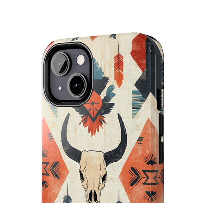 Southwestern Boho Skull Tough iPhone Case – Durable Matte Finish, Dual - Layer Protection - BOGO Cases