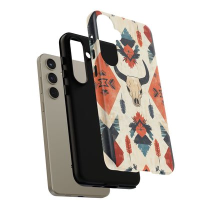 Southwestern Boho Skull Tough iPhone Case – Durable Matte Finish, Dual - Layer Protection - BOGO Cases