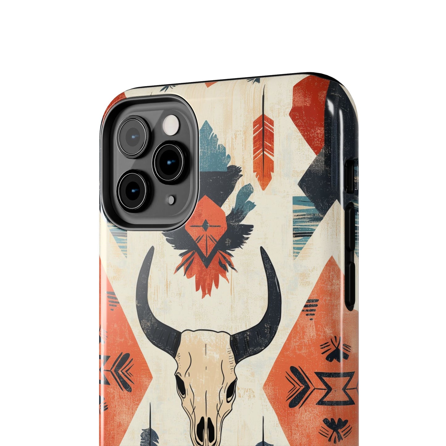 Southwestern Boho Skull Tough iPhone Case – Durable Matte Finish, Dual - Layer Protection - BOGO Cases