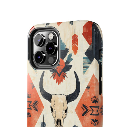 Southwestern Boho Skull Tough iPhone Case – Durable Matte Finish, Dual - Layer Protection - BOGO Cases