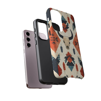 Southwestern Boho Skull Tough iPhone Case – Durable Matte Finish, Dual - Layer Protection - BOGO Cases