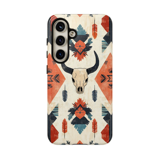 Southwestern Boho Skull Tough iPhone Case – Durable Matte Finish, Dual - Layer Protection - BOGO Cases