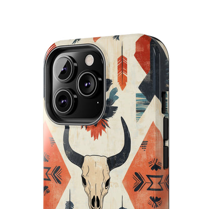 Southwestern Boho Skull Tough iPhone Case – Durable Matte Finish, Dual - Layer Protection - BOGO Cases