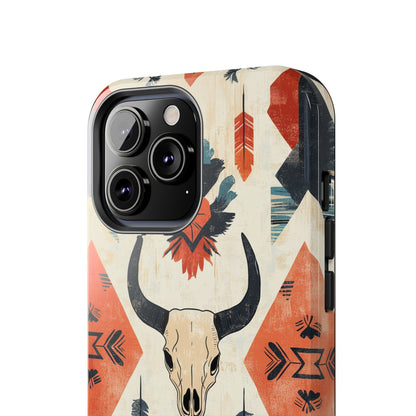 Southwestern Boho Skull Tough iPhone Case – Durable Matte Finish, Dual - Layer Protection - BOGO Cases